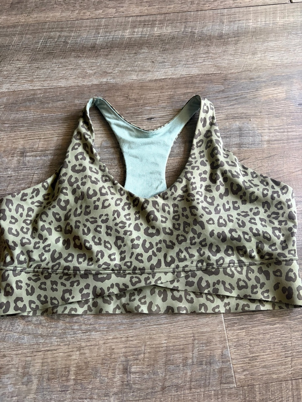 GAP Olive Green & Brown Leopard Racerback Sports Bra